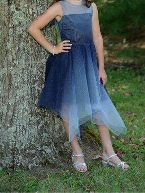Zoe Ltd Blue Ombre Sparkle Tulle High Low Dress Neiman Marcus Size 12